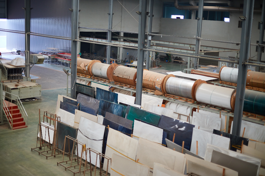 Acrylic sheets and material rolls prepared inside the Valora spa production facility