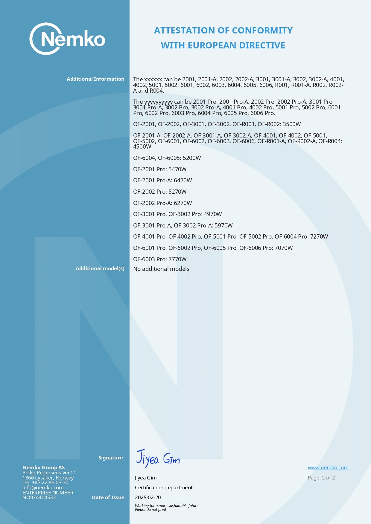 CE European Conformity — Seite 2