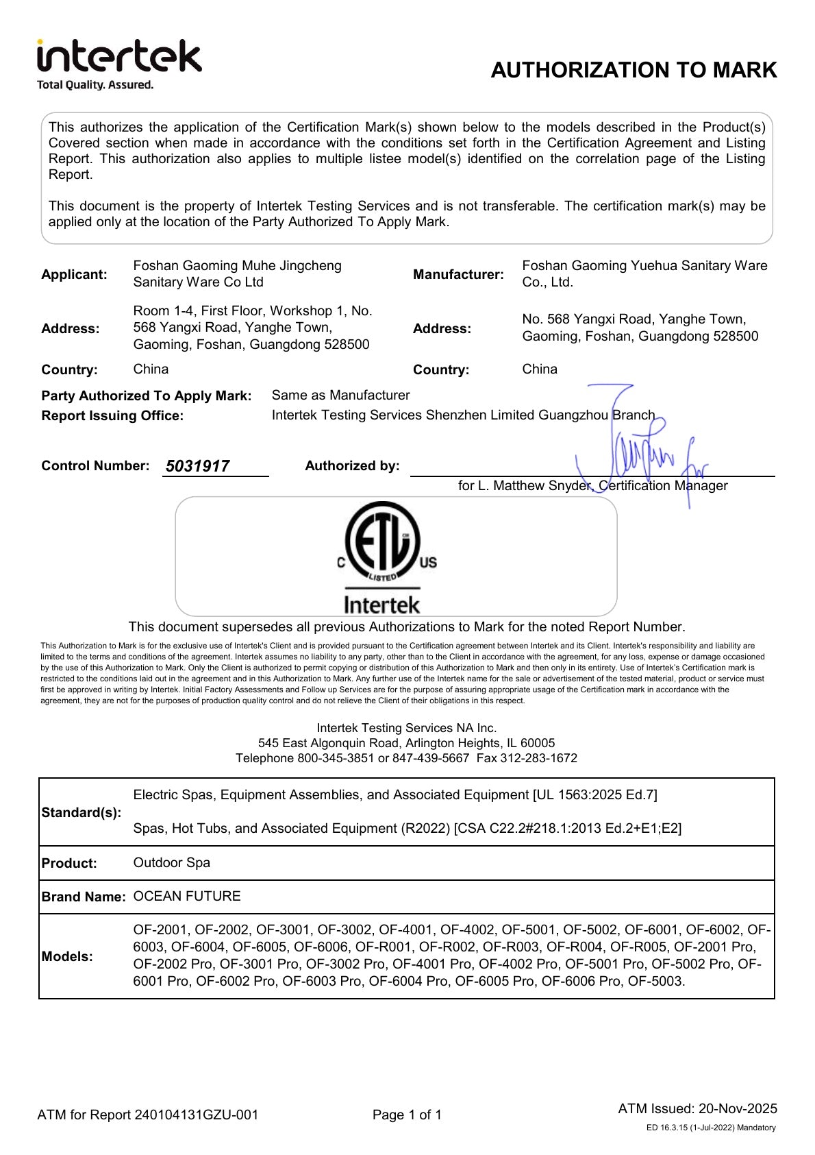 ETL Authorization to Mark — Seite 1