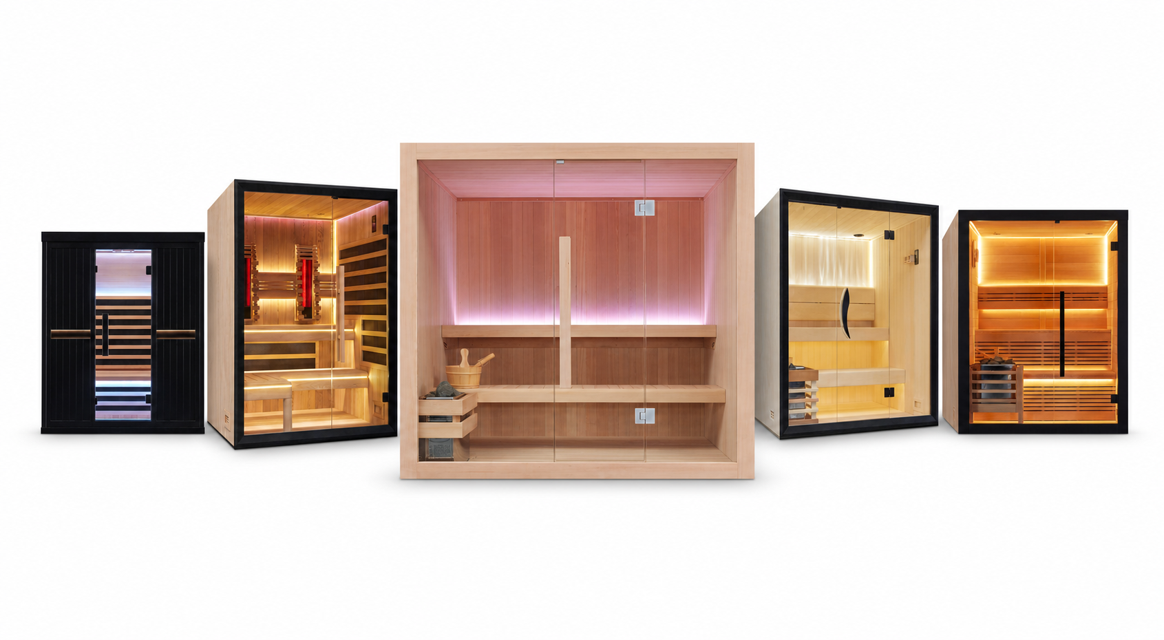 Eine Auswahl an Sauna-Modellen von Valora