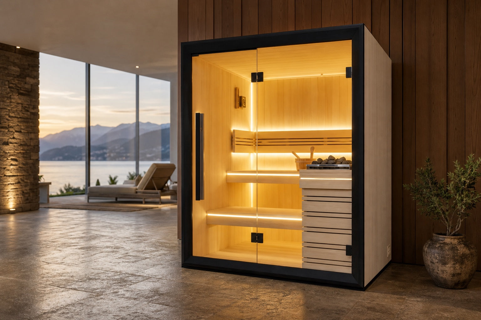 OFS07-1 sauna room in a resort wellness suite
